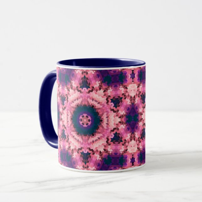 Taza mandala abstracto caleidoscopio formas redondas cí (Anverso izquierdo)