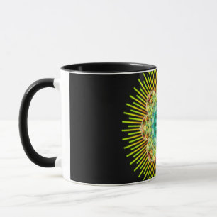Taza Mandala amarillo verde   negro