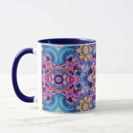 Taza Mandala árabe en azul y rosa