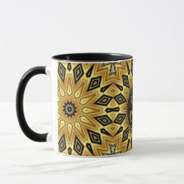 Taza Mandalá Art Déco Naranja Negro Amarillo