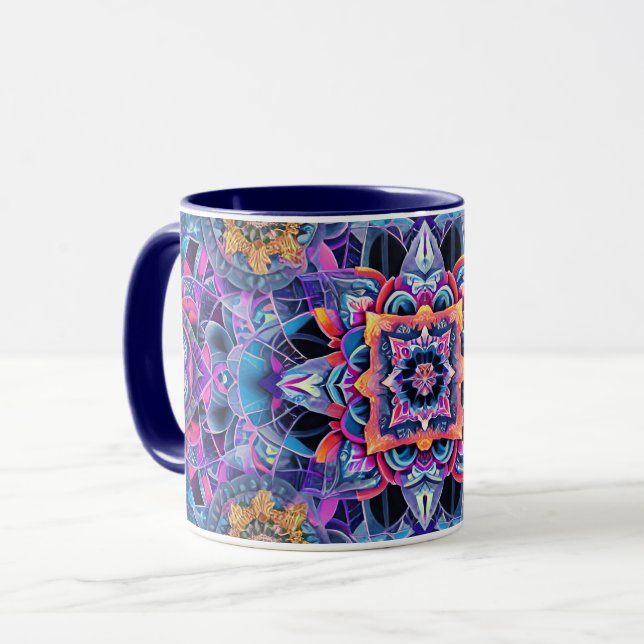Taza Mandala azul ornamental (Anverso izquierdo)