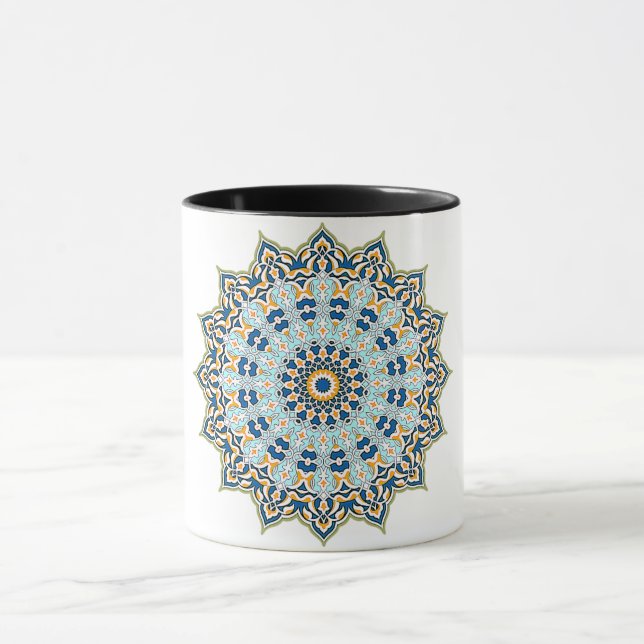 Taza Mandala Azul y Naranja (Centro)
