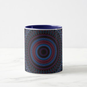 Taza Mandala Círculos Geométricos Fractal Retro Hippie 