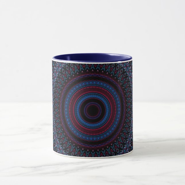 Taza Mandala Círculos Geométricos Fractal Retro Hippie  (Centro)