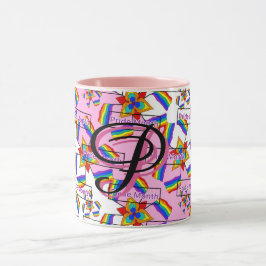 Taza Mandalá de Arcoíris Monograma Orgullo - Geométrico