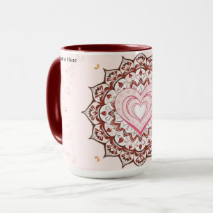 Taza Mandalá de Corazón Geométrico Personalizado Amor