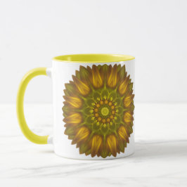 Taza Mandala de flores con brillantes tonos amarillos
