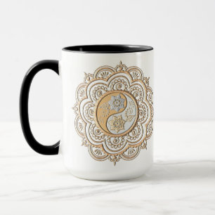 Taza Mandalá de Oro y Plata
