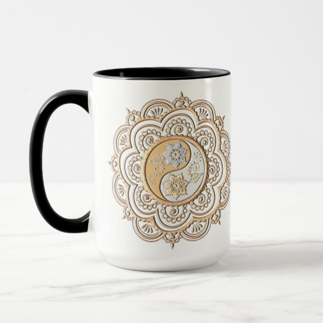 Taza Mandalá de Oro y Plata (Izquierda)
