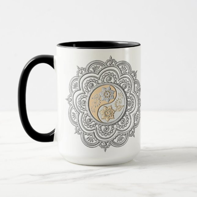 Taza Mandalá de plata y oro (Izquierda)