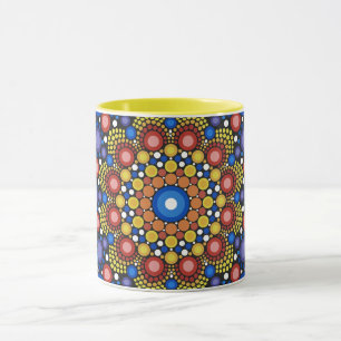 Taza Mandala Dot Fractal Retro Hippie Trippy Dog Mug