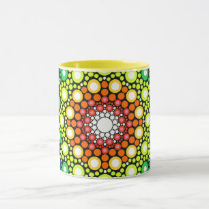 Taza Mandala Dot Fractal Retro Hippie Trippy Dog Mug