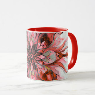 Taza Mandalá floral de acuarela roja