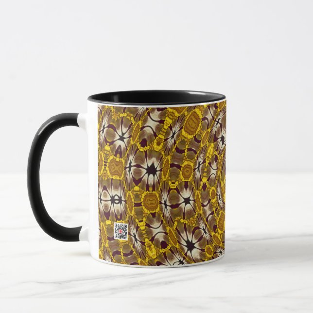 Taza Mandalá Floral Dorado Patrón Boho (Izquierda)