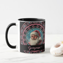 Taza Mandala floral Retro Santa Pinkmas personalizada