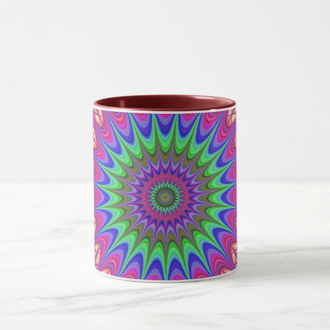 Taza Mandala Geometric Psychedelic Retro Hippie Mug (Centro)