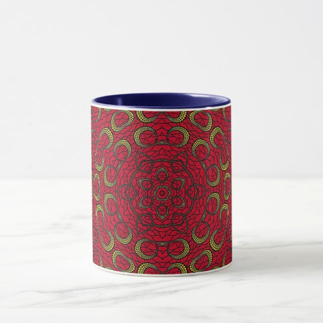 Taza Mandala Geométrica Rosette Retro Hippie Mug (Centro)
