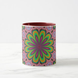 Taza Mandala Geométrica Rosette Retro Hippie Mug