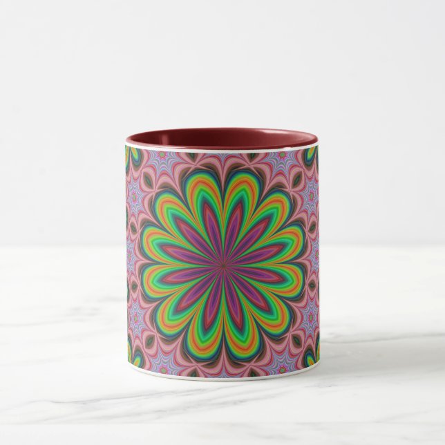 Taza Mandala Geométrica Rosette Retro Hippie Mug (Centro)