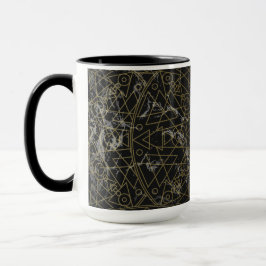 Taza Mandala moderna geométrica en negro y oro