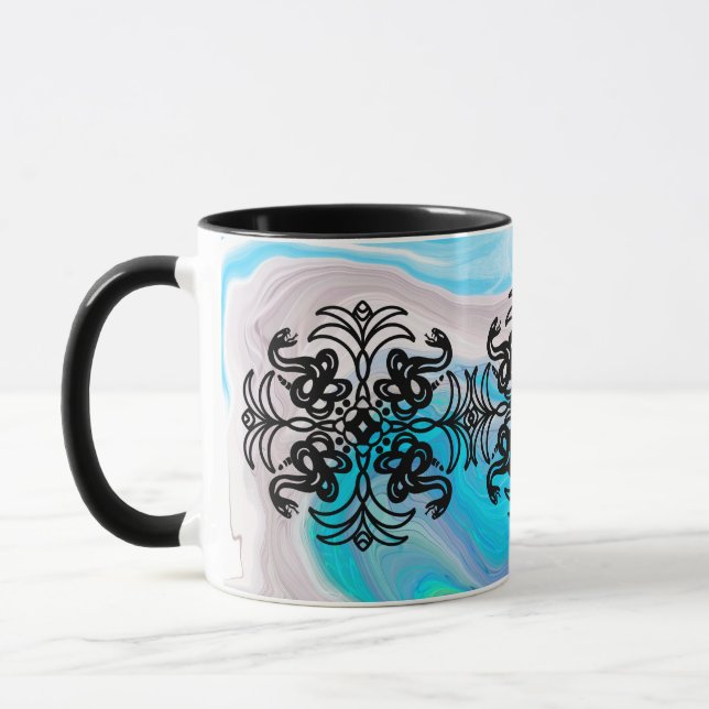 Taza Mandala para la serpiente tribal negra y blanca (Izquierda)