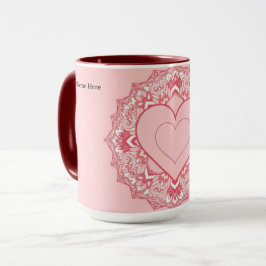 Taza Mándala Personalizada de Corazón Geométrico Chic