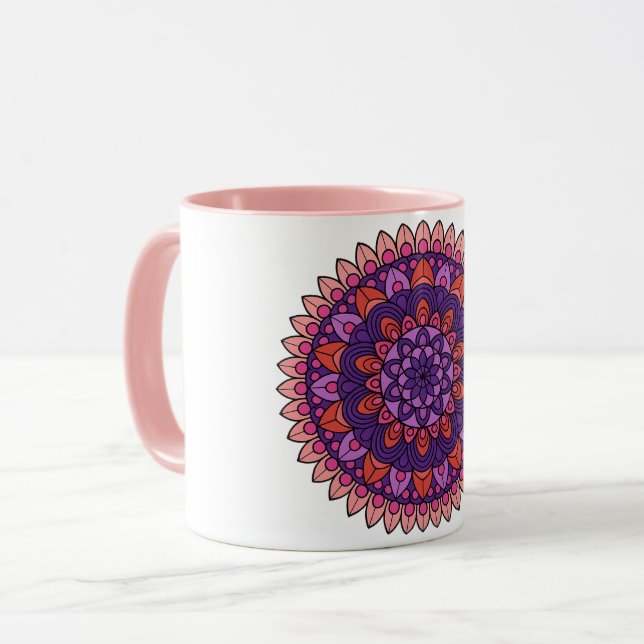 Taza Mandala púrpura y rosa (Anverso izquierdo)