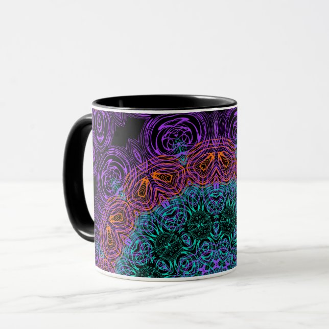 Taza Mandala redondo caleidoscopio decoración ornamenta (Anverso izquierdo)