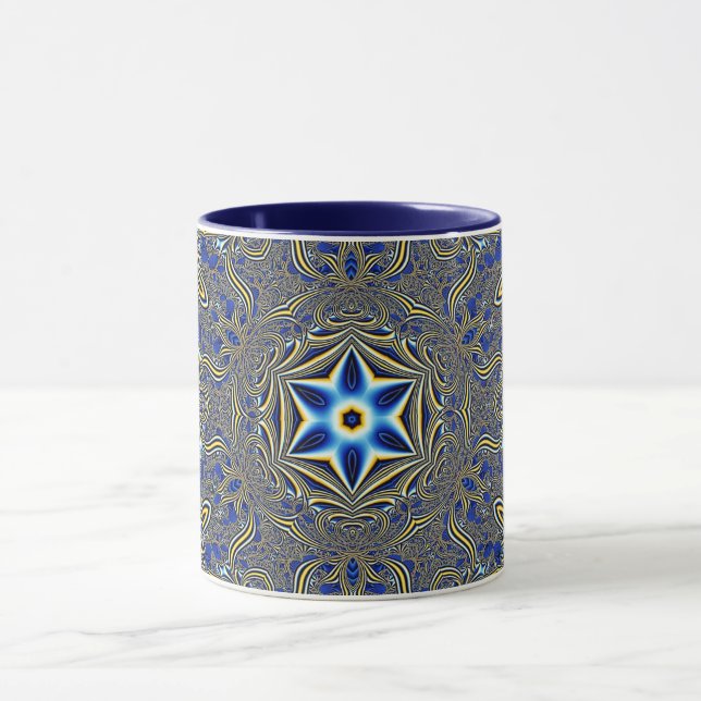 Taza Mandala Rosette Fractal Retro Hippie Mug (Centro)