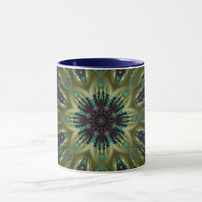 Taza Mandala Rosette Fractal Retro Hippie Mug (Centro)