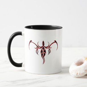 Taza Mandalá Tribal Ornamental de Elefante Negro y Rojo