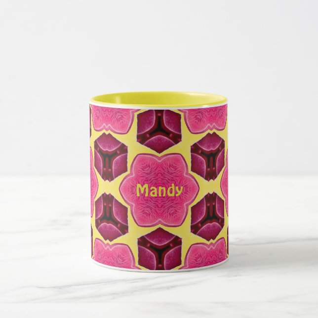 Taza MANDY ~ Patrón de hongos rosados ~ Personalizado ~ (Centro)