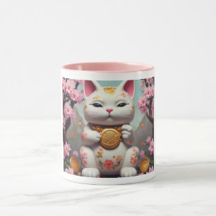 Taza Maneki Neko Fortune Cat Buena Suerte