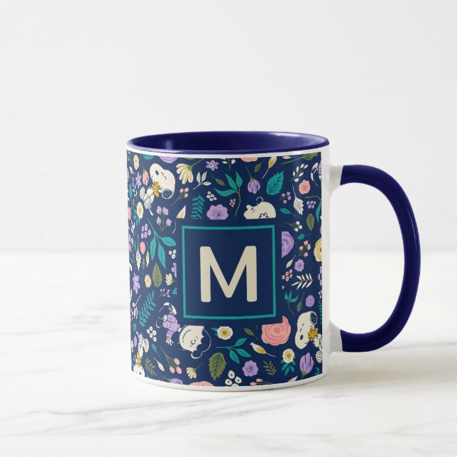 Taza Maní En Patrón De Bloom | Añadir su monograma (Derecha)