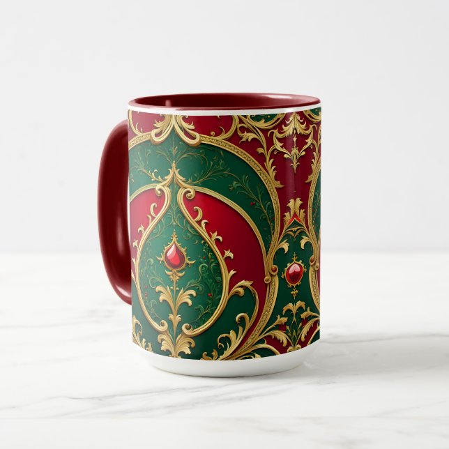 Taza Manipulación navideña de Navidades de oro verde ro (Anverso izquierdo)