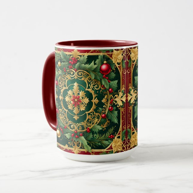 Taza Manipulación navideña de Navidades verdes de oro r (Anverso izquierdo)