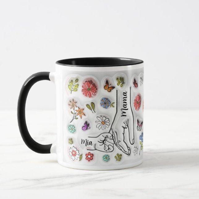 Taza Mano de madre personalizada - 1 niño (Izquierda)