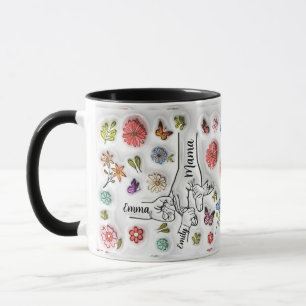 Taza Mano de madre personalizada - 3 niños mug
