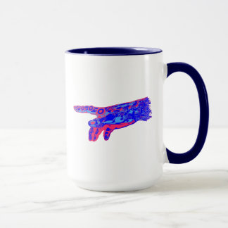 Taza Mano de un Dios Ciborg (Rojo y Azul)