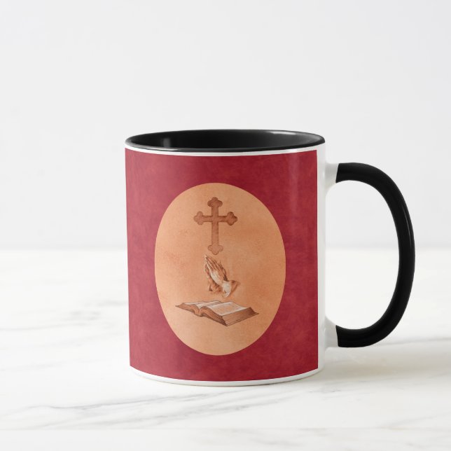 Taza Manos de rogación con la cruz y la biblia (Derecha)