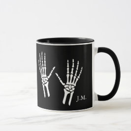 Taza Manos esqueléticas óseas radiólogo Halloween negro