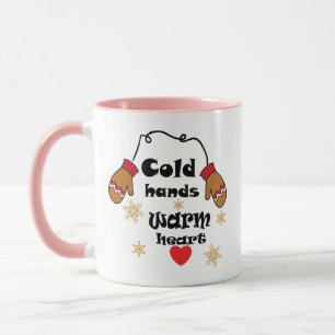 Taza Manos Frías Corazón Cálido de Invierno, Regalo de