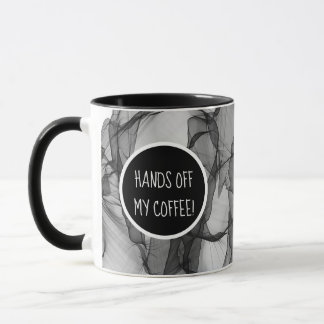 Taza Manos fuera de mi café moderno elegante con monogr