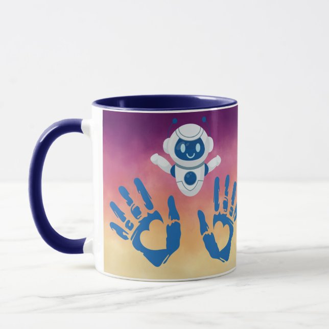 Taza Manos Robot Heart en Gradiente Sunset (Izquierda)