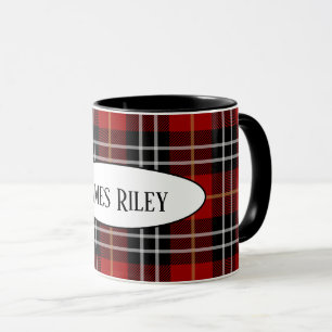 Taza manta negra y roja con nombre