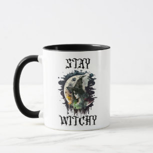 Taza Mantén la brujería Bruja y Luna Llena Halloween