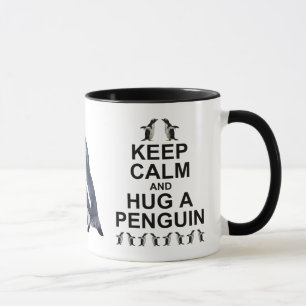 Taza Mantén la Calma y Abraza a un Pingüino