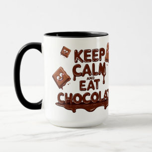 Taza Mantén la calma y come a los amantes del chocolate