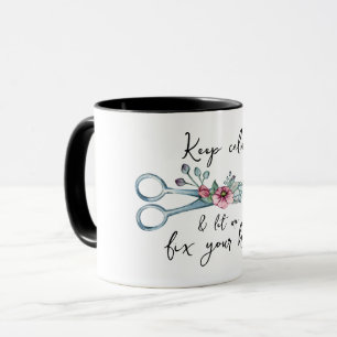 Taza Mantén la calma y déjame arreglar tu cabello, Esti