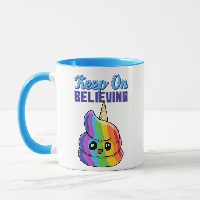 Taza Mantén la Creencia Unicornio Arcoíris Caca (Izquierda)